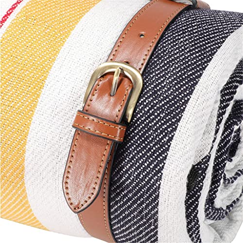 Vintage Waterproof Picnic Blanket with Premium Leather Handle | Large Sand-Free Mat