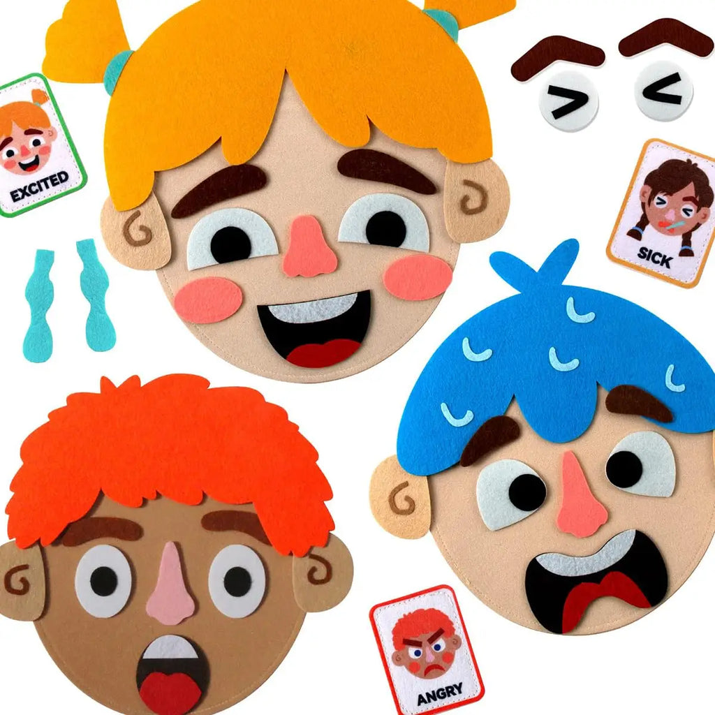 Interactive Montessori Felt Sensory Wall Panel | Facial Expression & Emotion Learning Toy