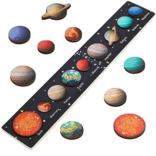 Wooden Solar System Jigsaw Puzzle Board | Educational Space & Planet Cognition Toy
