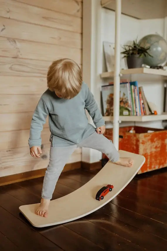 Premium Montessori Wooden Balance Board | Natural Birch Wobble Yoga Board for Kids