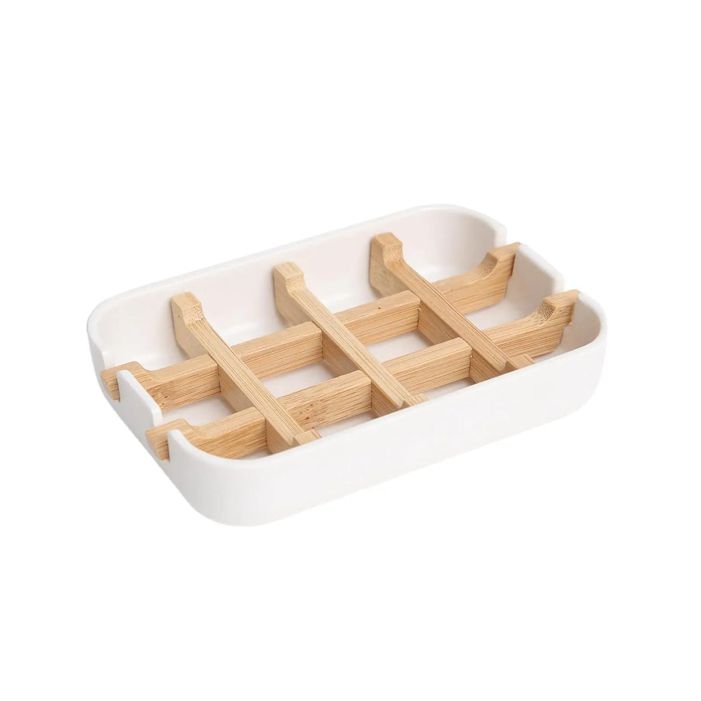 Minimalist Bamboo Fiber Soap Dish | Self-Draining Eco-Friendly Soap Holder