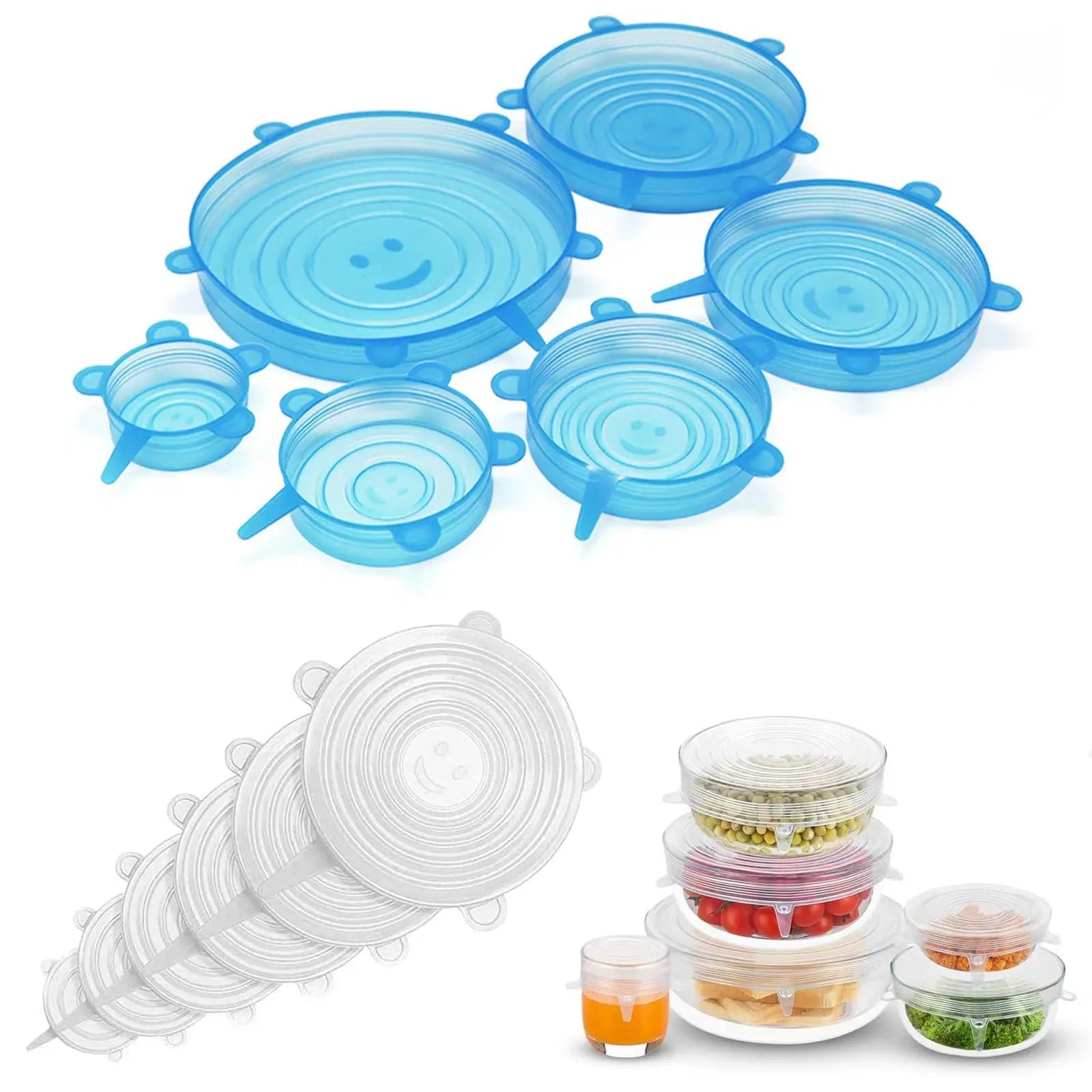 Reusable Silicone Stretch Lids 6-Pack | BPA-Free Leak-Proof Food Covers