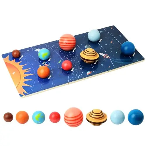 Wooden Solar System Jigsaw Puzzle Board | Educational Space & Planet Cognition Toy