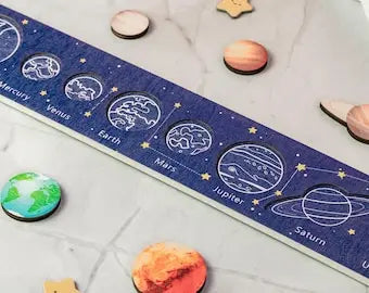 Wooden Solar System Jigsaw Puzzle Board | Educational Space & Planet Cognition Toy