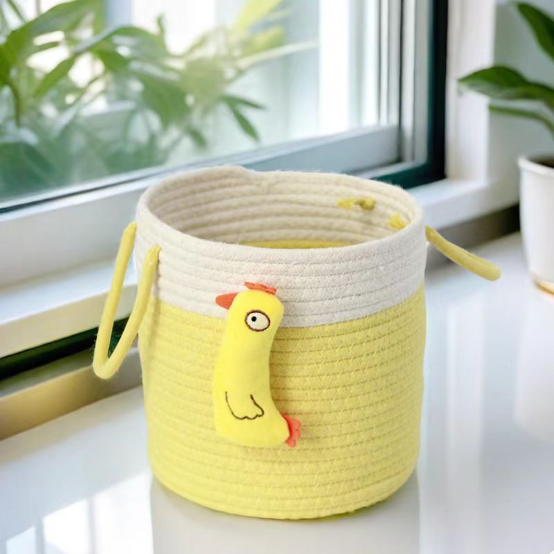 Handmade Cotton Rope Storage Basket with Tassels | Nursery Toy Organizer & Laundry Hamper