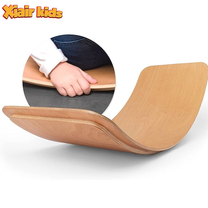Premium Montessori Wooden Balance Board | Natural Birch Wobble Yoga Board for Kids