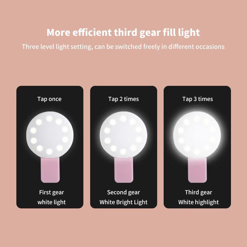 Mini Clip-On Selfie Ring Light USB Rechargeable