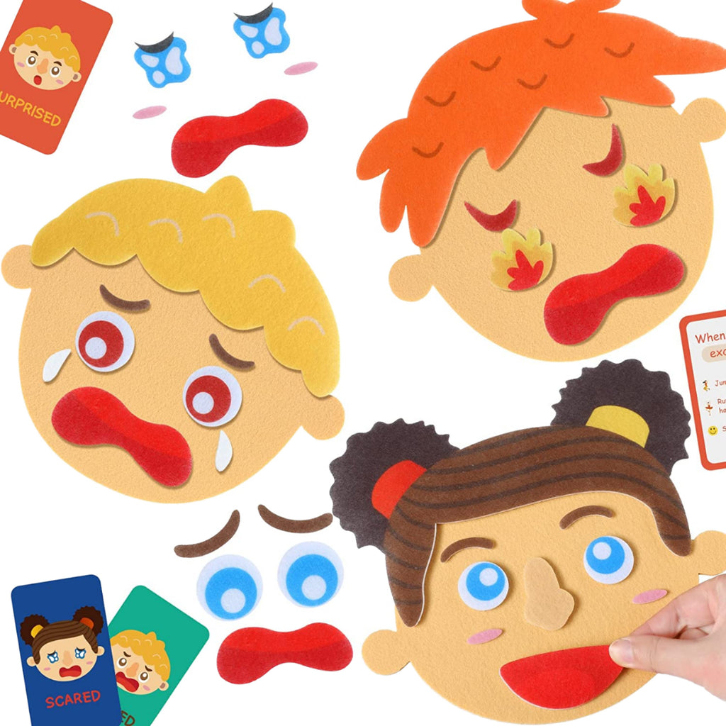 Interactive Montessori Felt Sensory Wall Panel | Facial Expression & Emotion Learning Toy