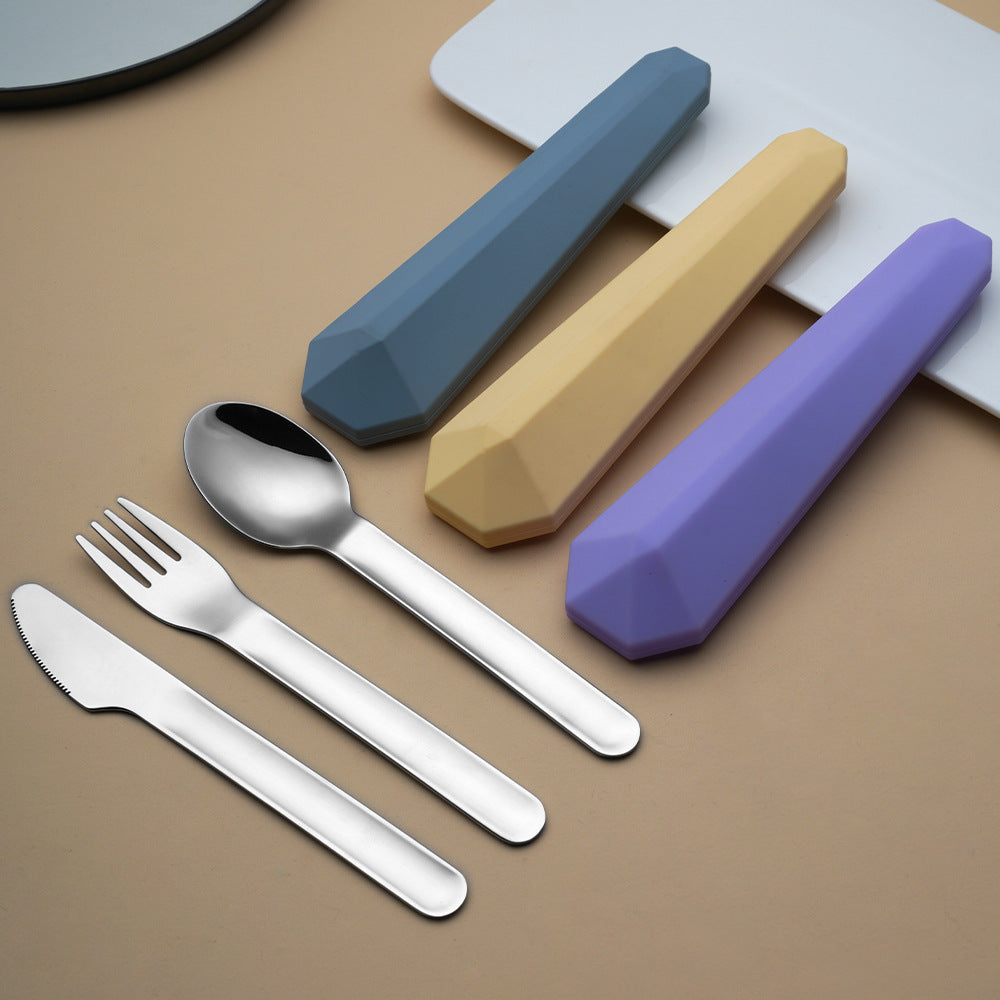 Eco-Friendly Portable Stainless Steel Cutlery Set | 3-Piece Travel Utensils with Pouch