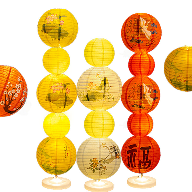 Foldable Chinese Paper Lantern Column Decor