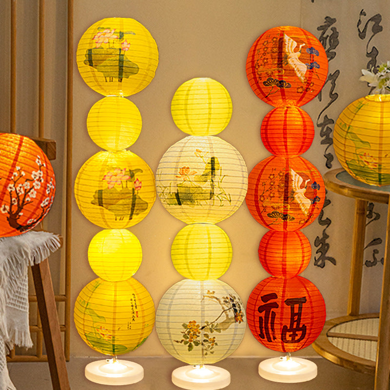 Foldable Chinese Paper Lantern Column Decor