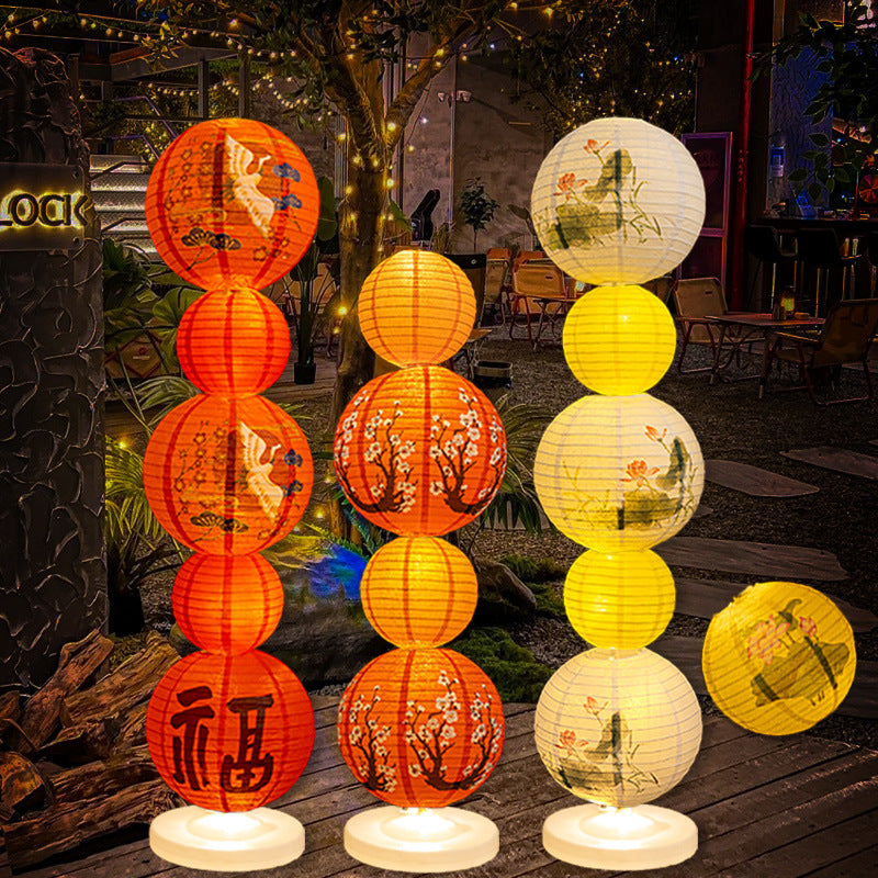 Foldable Chinese Paper Lantern Column Decor