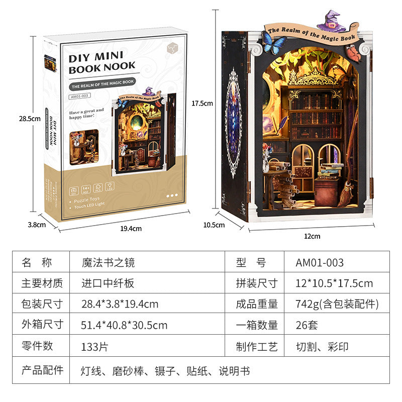 DIY Book Nook Miniature Kit - Magic Mirror Shelf Scene