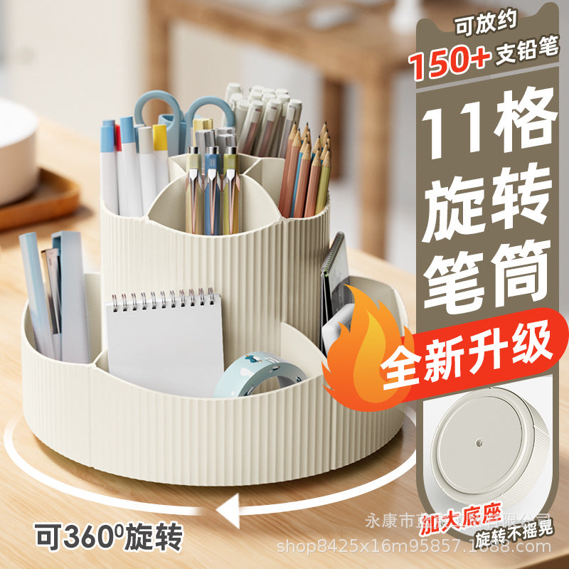 360° Rotating Desktop Pen Organizer | Multi-Compartment Stationery Holder