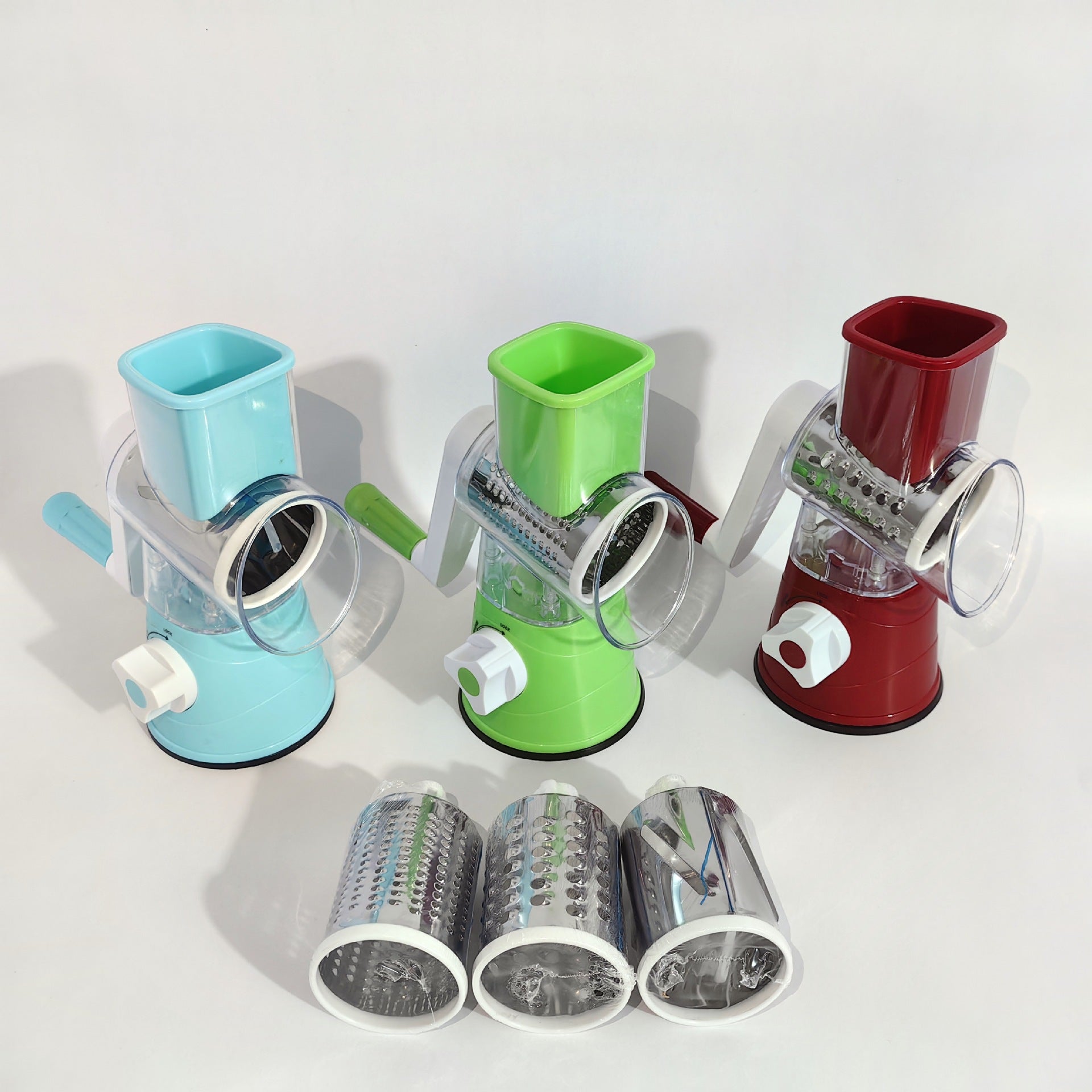 Manual Rotary Vegetable Slicer & Cheese Grater | 3-in-1 Hand-Crank Grater