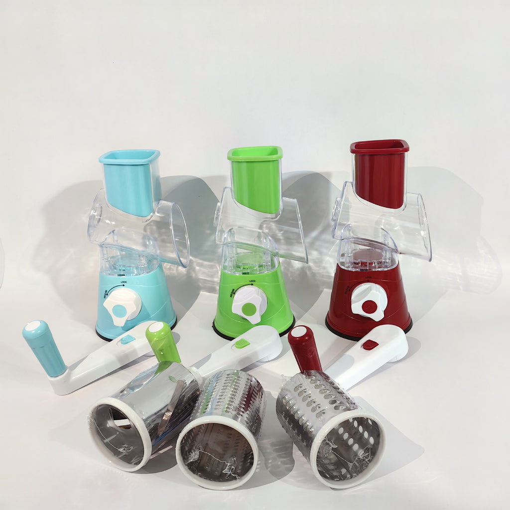 Manual Rotary Vegetable Slicer & Cheese Grater | 3-in-1 Hand-Crank Grater