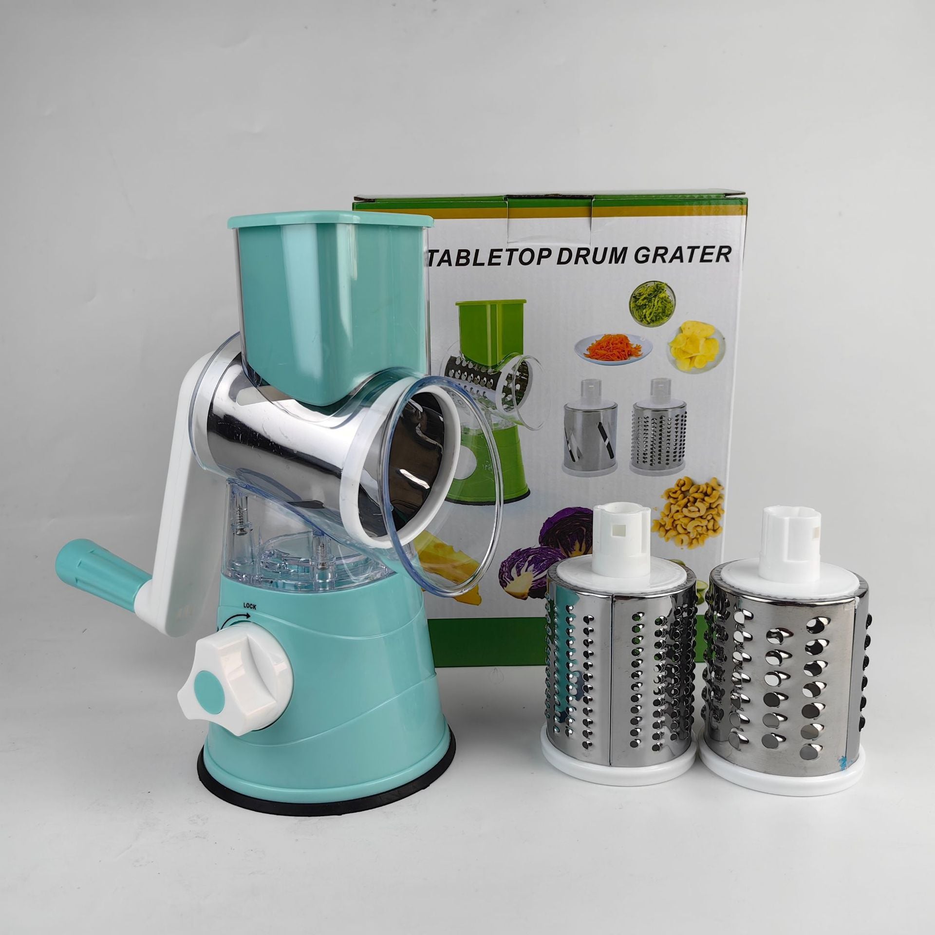 Manual Rotary Vegetable Slicer & Cheese Grater | 3-in-1 Hand-Crank Grater