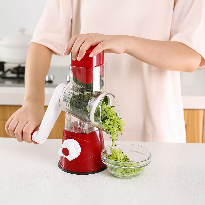 Manual Rotary Vegetable Slicer & Cheese Grater | 3-in-1 Hand-Crank Grater