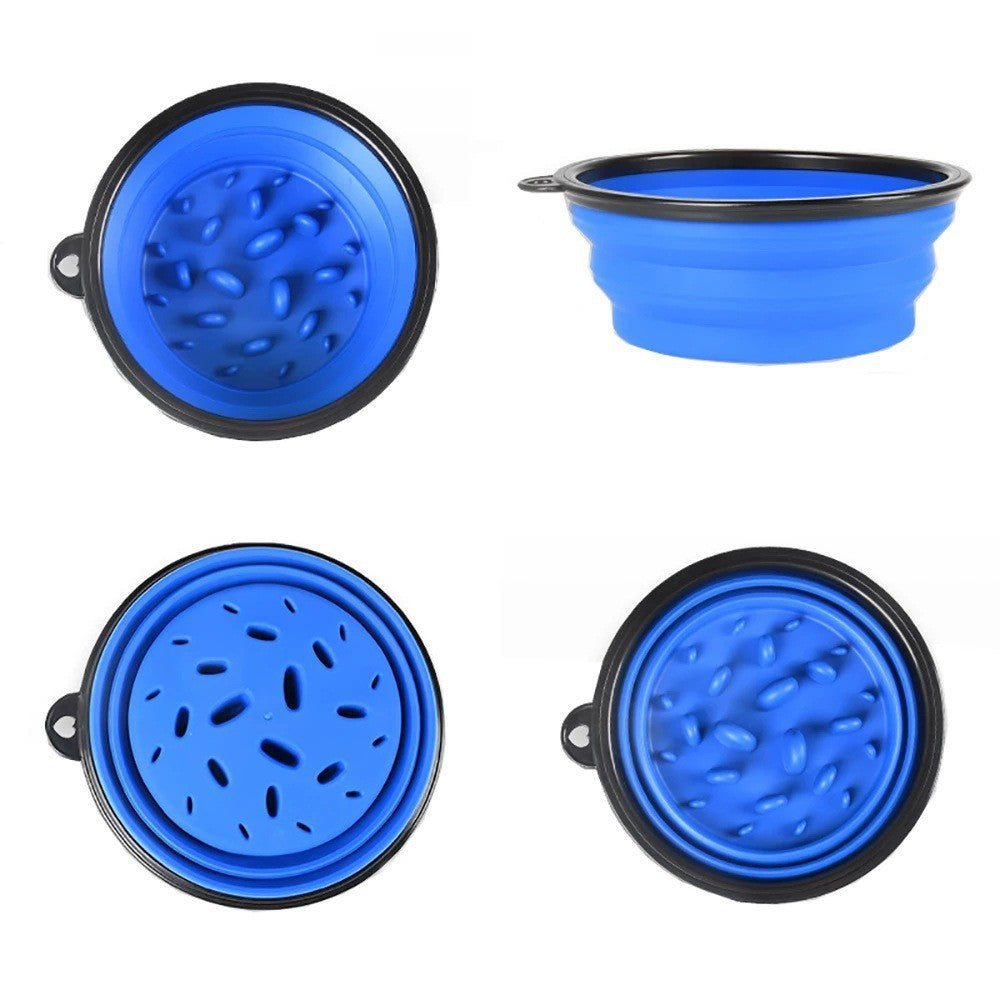 Foldable Silicone Slow Feeder Dog Bowl | Portable Non-Slip Travel Bowl