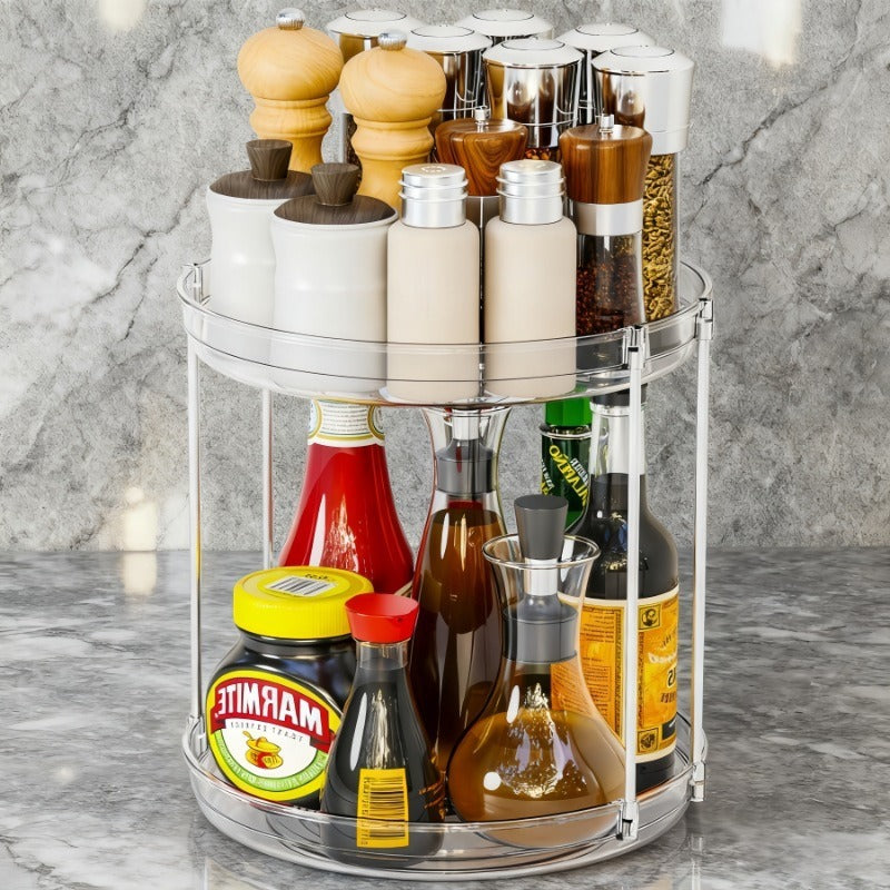 360° Rotating Acrylic Makeup Organizer | Adjustable Multi-Layer Cosmetic Storage