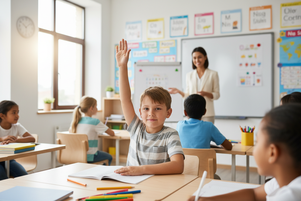 Child Raising Hand Realistic