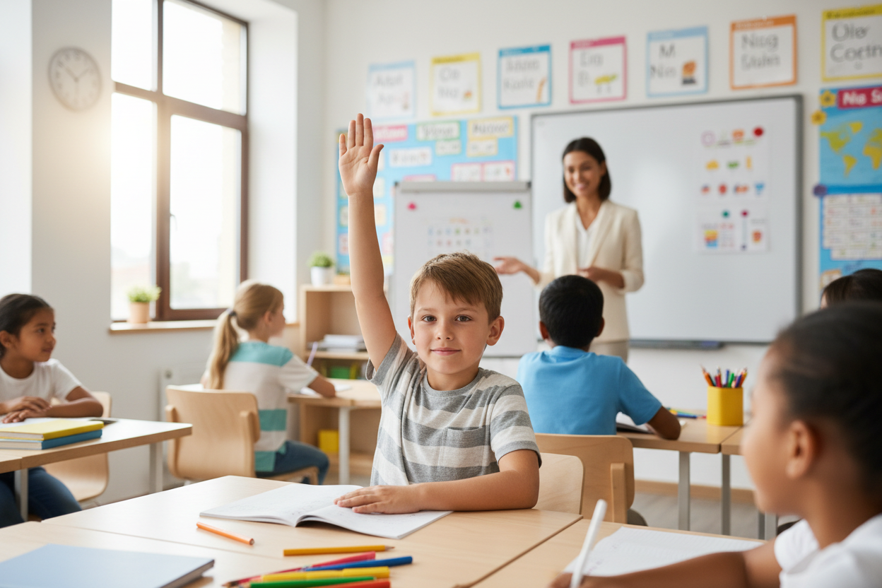 Child Raising Hand Realistic